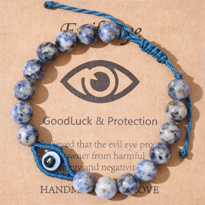Olivenorma Evil Eye Good Luck & Protection Crystal Braided Bracelet - Sodalite - image 7
