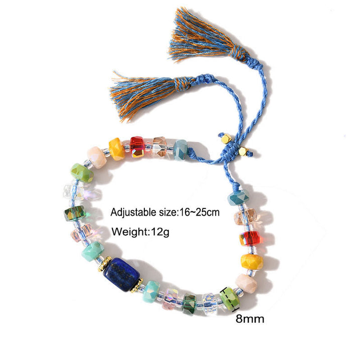 Olivenorma Glitter Boho Style Tassel Gemstone Braided Bracelet - image 4