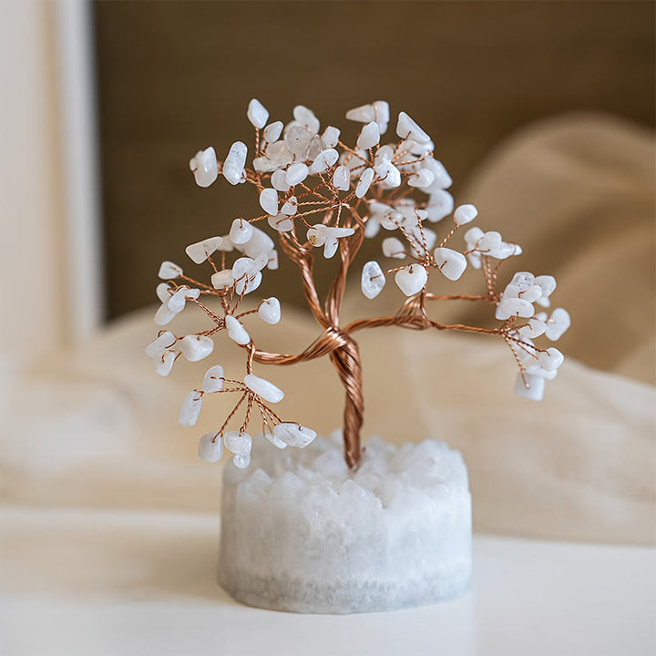 Olivenorma Natural White Chalcedony Reiki Crystal Bonsai Feng Shui Tree - image 1