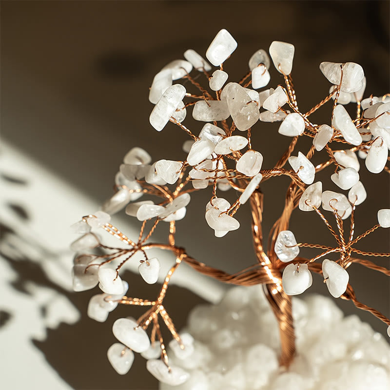 Olivenorma Natural White Chalcedony Reiki Crystal Bonsai Feng Shui Tree - image 2