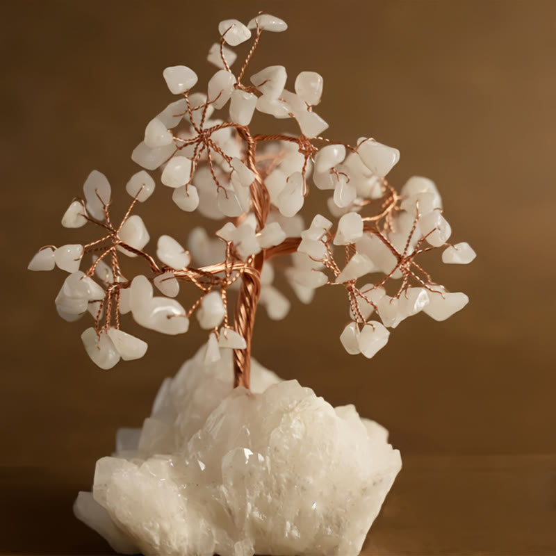 Olivenorma Natural White Chalcedony Reiki Crystal Bonsai Feng Shui Tree - White Chalcedony - image 0