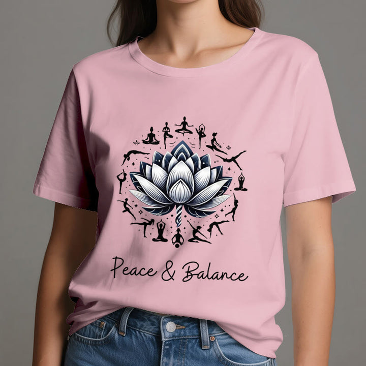 Olivenorma "PEACE & BALANCE" Lotus Yoga Tee Cotton T-Shirt - image 14