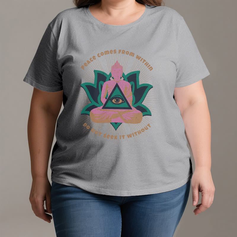 Olivenorma "PEACE COME FROM WITHIN" Buddha Lotus Spiritual T-Shirt - image 2
