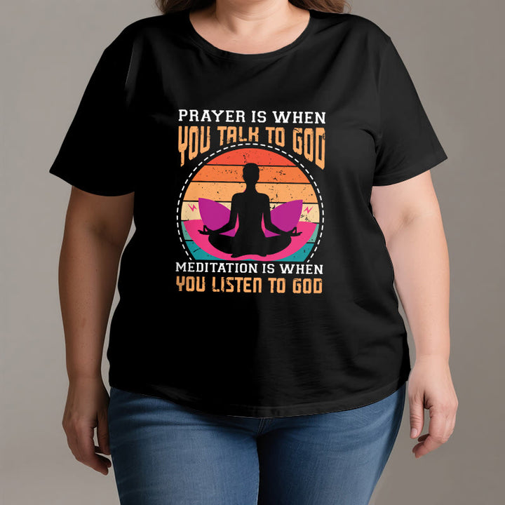 Olivenorma "MEDITATION IS WHEN YOU LISTEN TO GOD" Spiritual Yoga T-Shirt - image 2