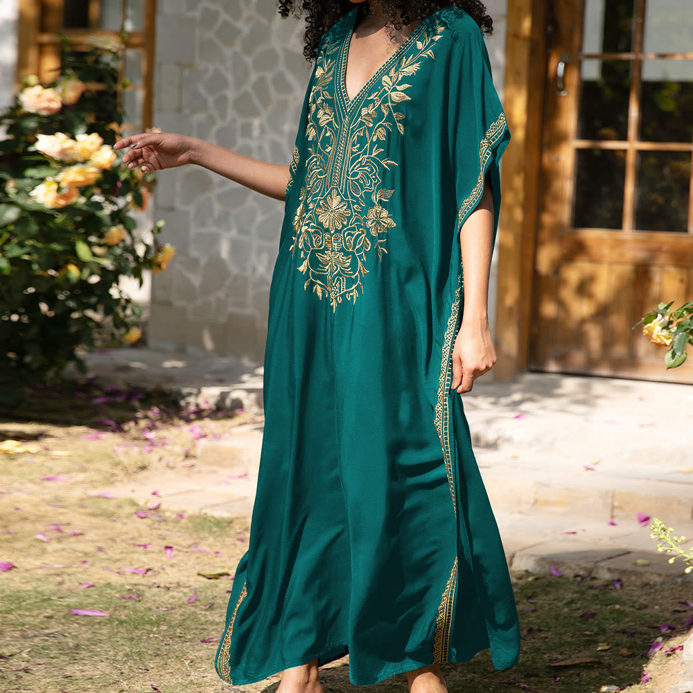 Olivenorma Beach Blouse Embroidered Vacation Kaftan Dress - image 19