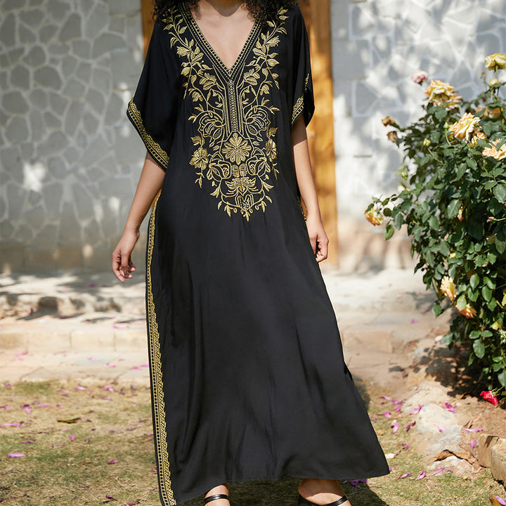 Olivenorma Beach Blouse Embroidered Vacation Kaftan Dress - image 6