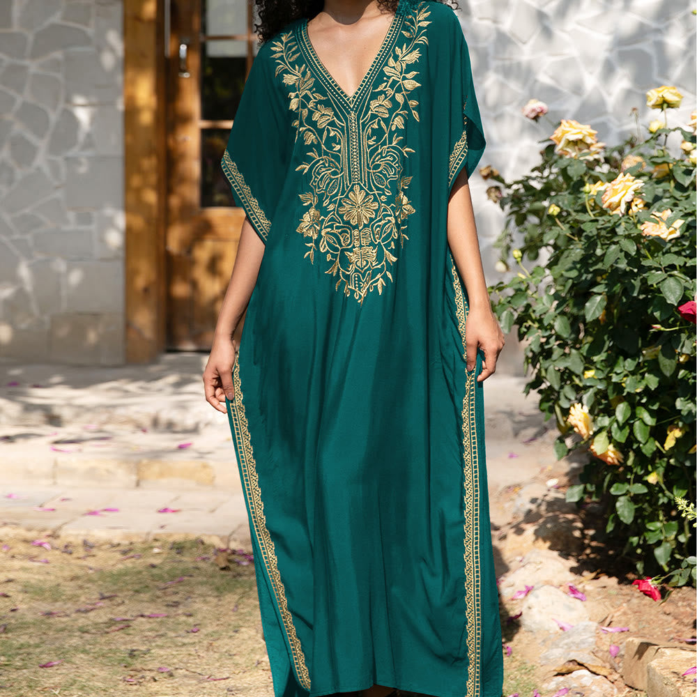 Olivenorma Beach Blouse Embroidered Vacation Kaftan Dress - image 18
