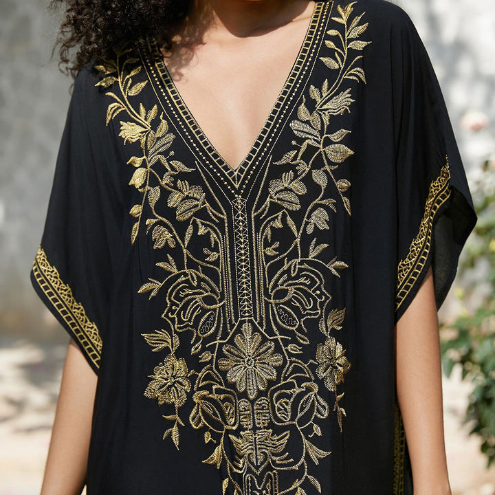 Olivenorma Beach Blouse Embroidered Vacation Kaftan Dress - image 9