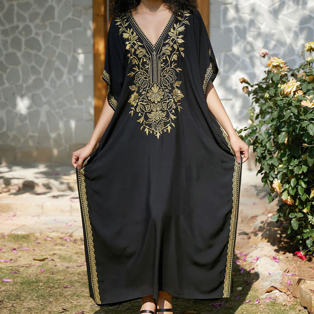 Olivenorma Beach Blouse Embroidered Vacation Kaftan Dress - image 8