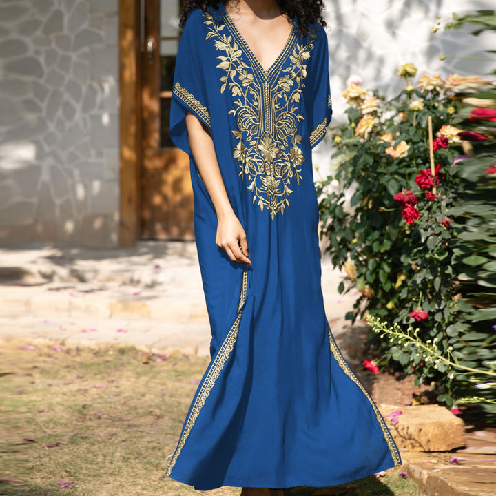 Olivenorma Beach Blouse Embroidered Vacation Kaftan Dress - image 12
