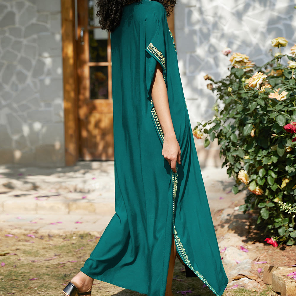 Olivenorma Beach Blouse Embroidered Vacation Kaftan Dress - image 21