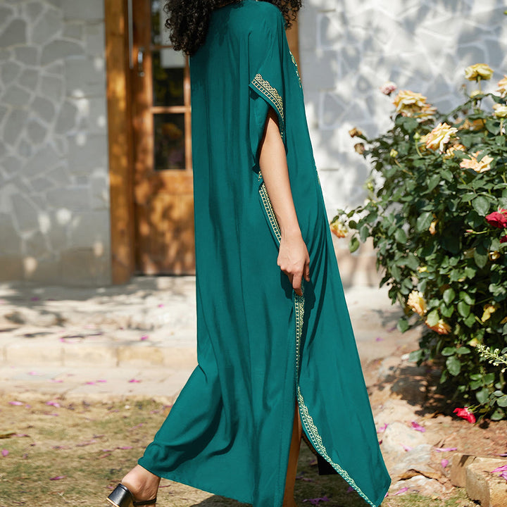 Olivenorma Beach Blouse Embroidered Vacation Kaftan Dress - image 21