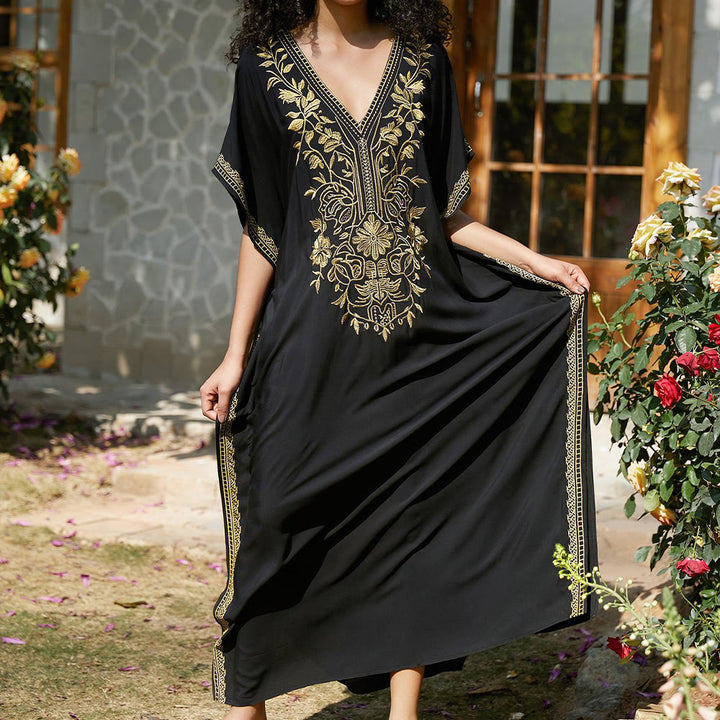 Olivenorma Beach Blouse Embroidered Vacation Kaftan Dress - image 5