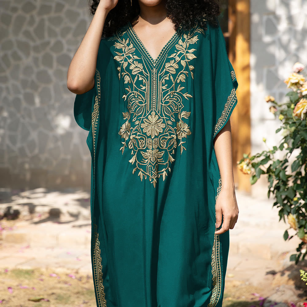 Olivenorma Beach Blouse Embroidered Vacation Kaftan Dress - image 20