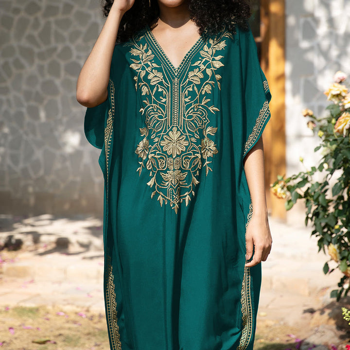 Olivenorma Beach Blouse Embroidered Vacation Kaftan Dress - image 20
