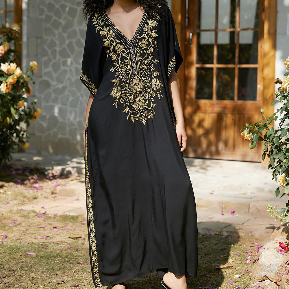 Olivenorma Beach Blouse Embroidered Vacation Kaftan Dress - image 1