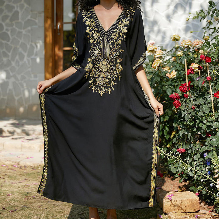 Olivenorma Beach Blouse Embroidered Vacation Kaftan Dress - image 7