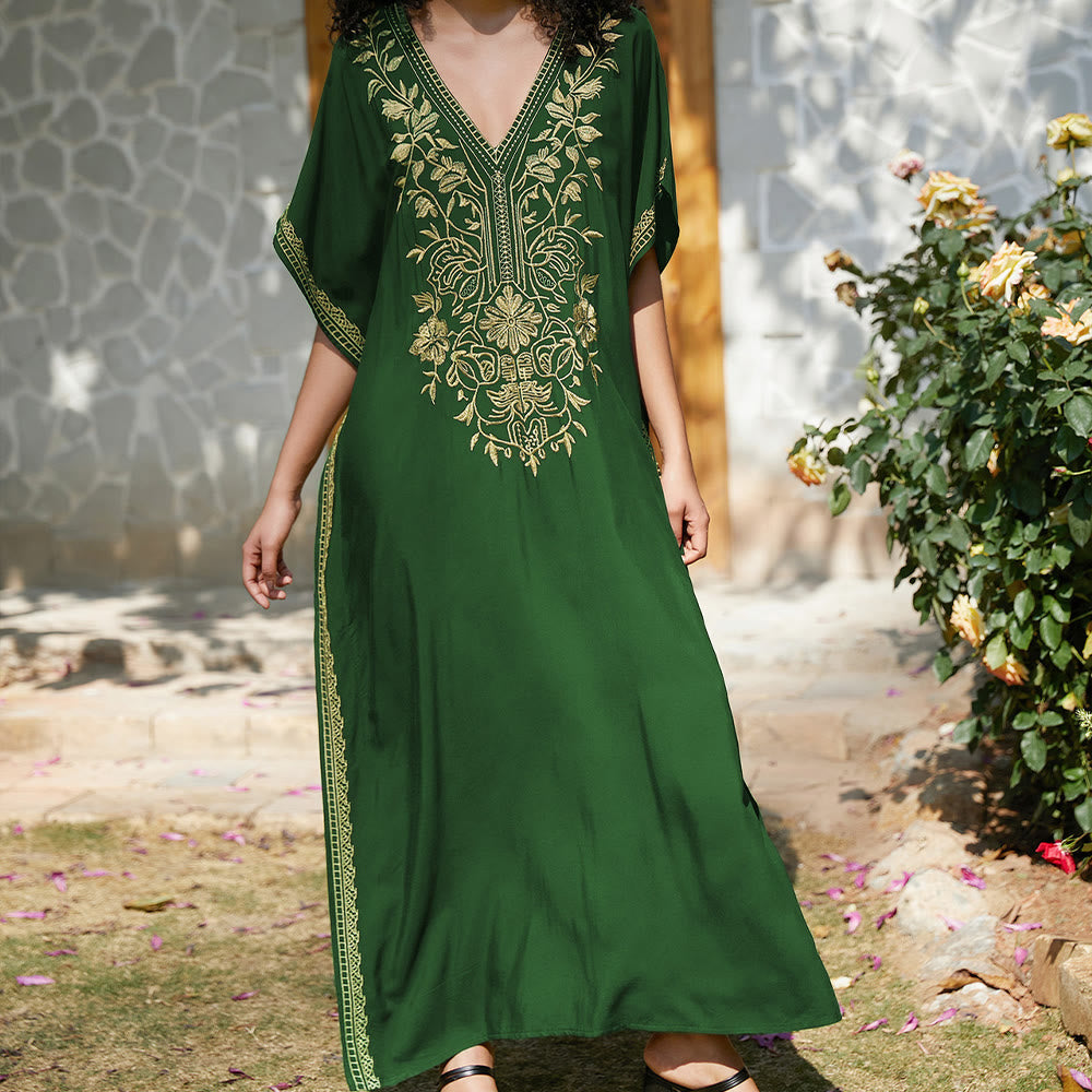 Olivenorma Beach Blouse Embroidered Vacation Kaftan Dress - image 25
