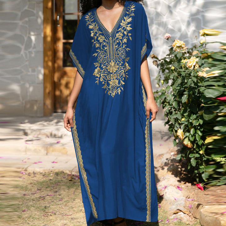 Olivenorma Beach Blouse Embroidered Vacation Kaftan Dress - image 11