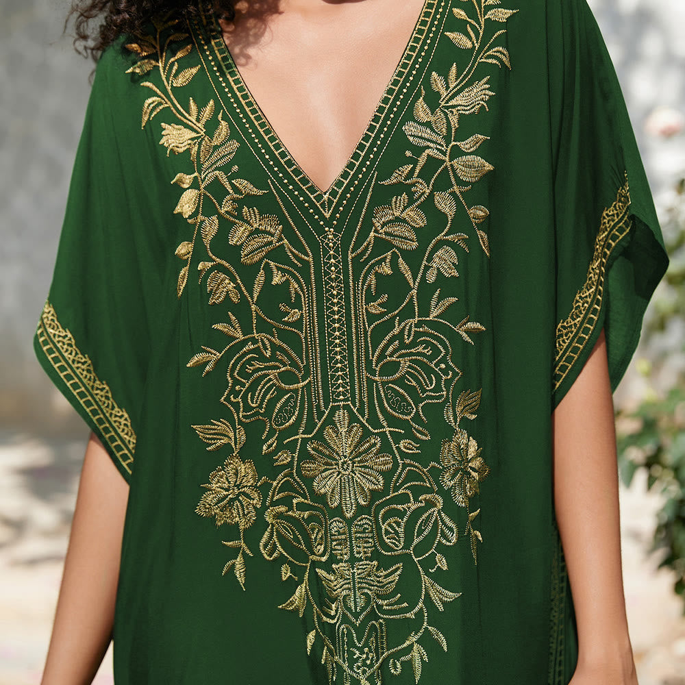 Olivenorma Beach Blouse Embroidered Vacation Kaftan Dress - image 27
