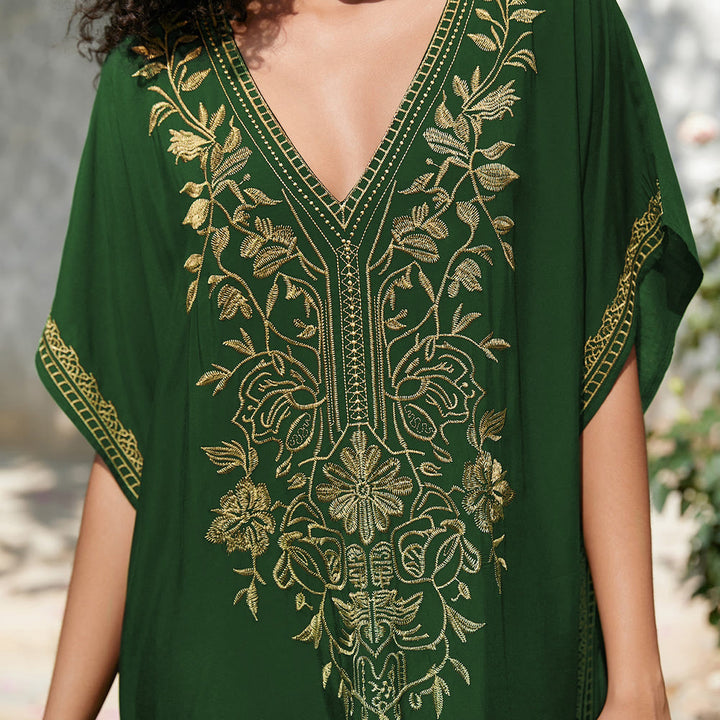 Olivenorma Beach Blouse Embroidered Vacation Kaftan Dress - image 27