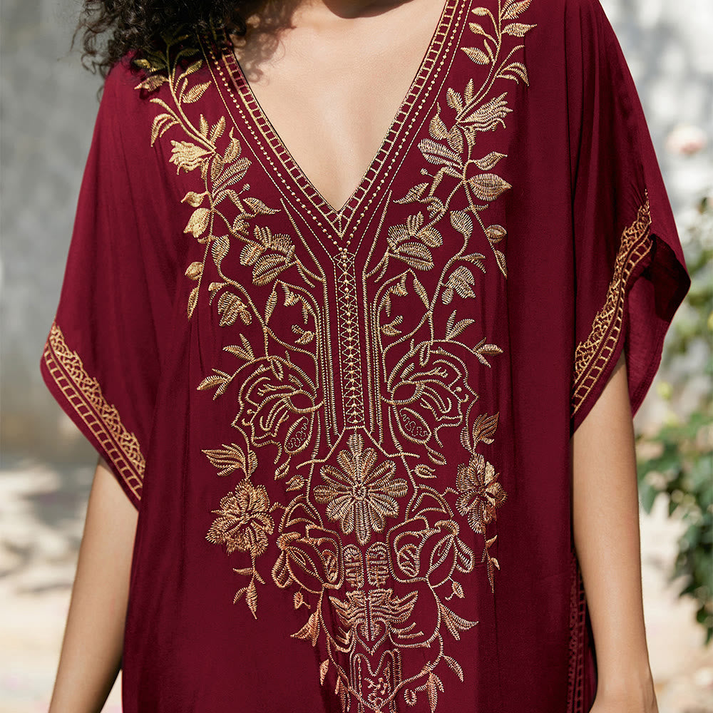 Olivenorma Beach Blouse Embroidered Vacation Kaftan Dress - image 33