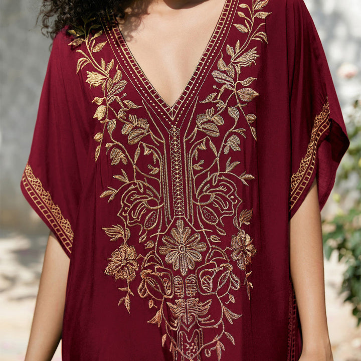 Olivenorma Beach Blouse Embroidered Vacation Kaftan Dress - image 33