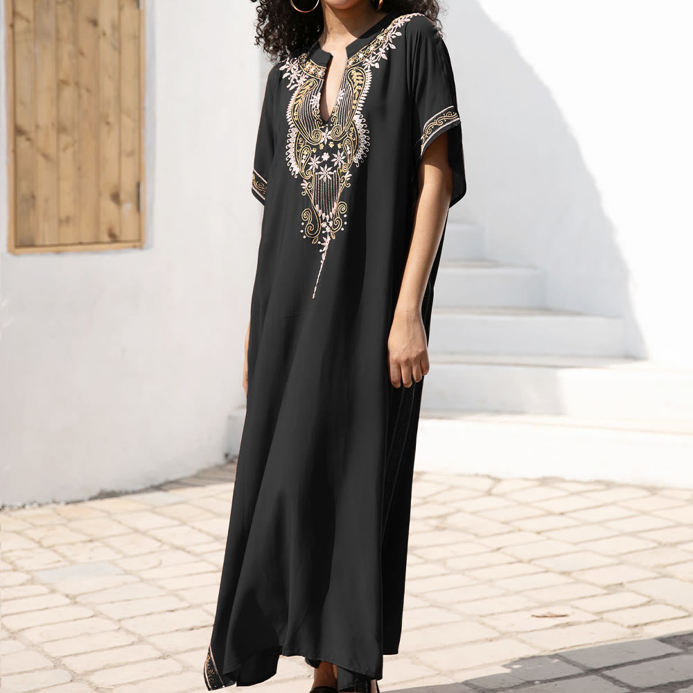 Olivenorma Beach Blouse Vintage Embroidered Kaftan Dress - image 12
