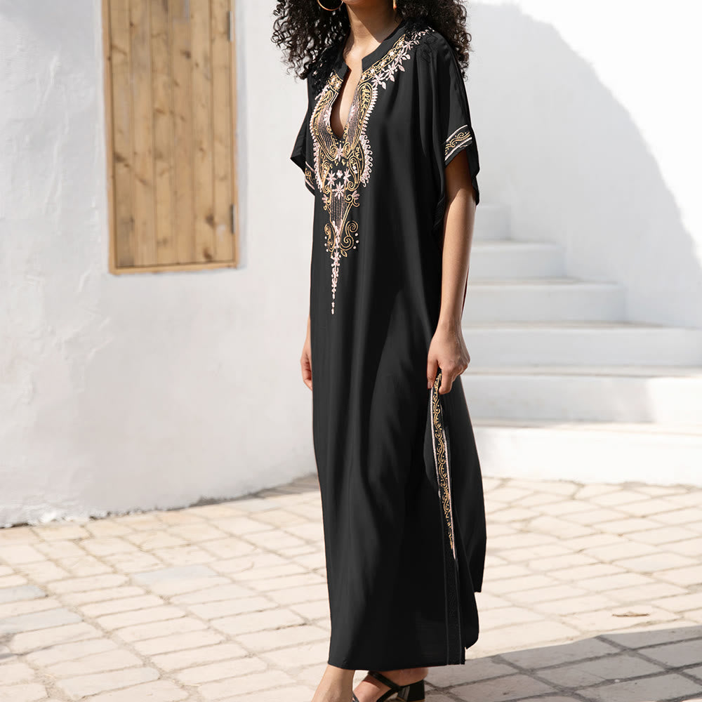 Olivenorma Beach Blouse Vintage Embroidered Kaftan Dress - image 13