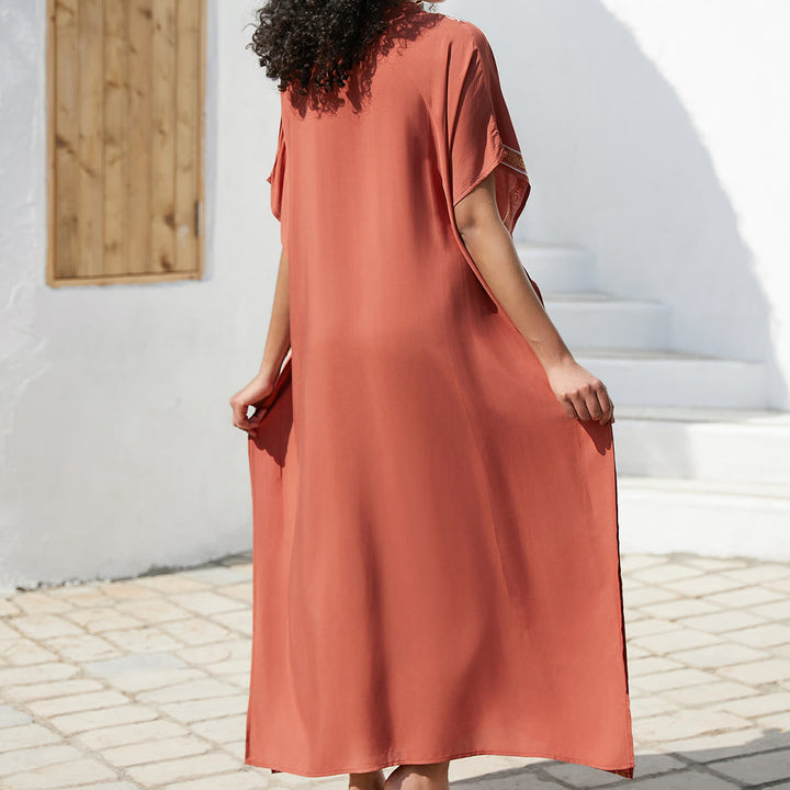 Olivenorma Beach Blouse Vintage Embroidered Kaftan Dress - image 9