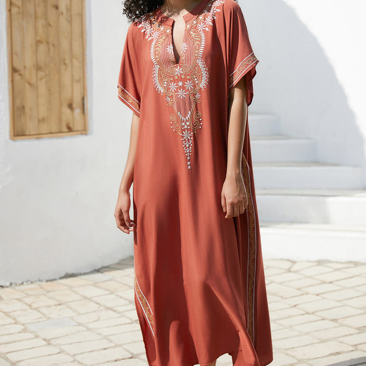 Olivenorma Beach Blouse Vintage Embroidered Kaftan Dress - image 6