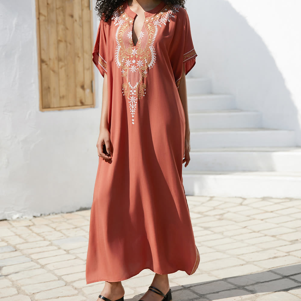 Olivenorma Beach Blouse Vintage Embroidered Kaftan Dress - image 4
