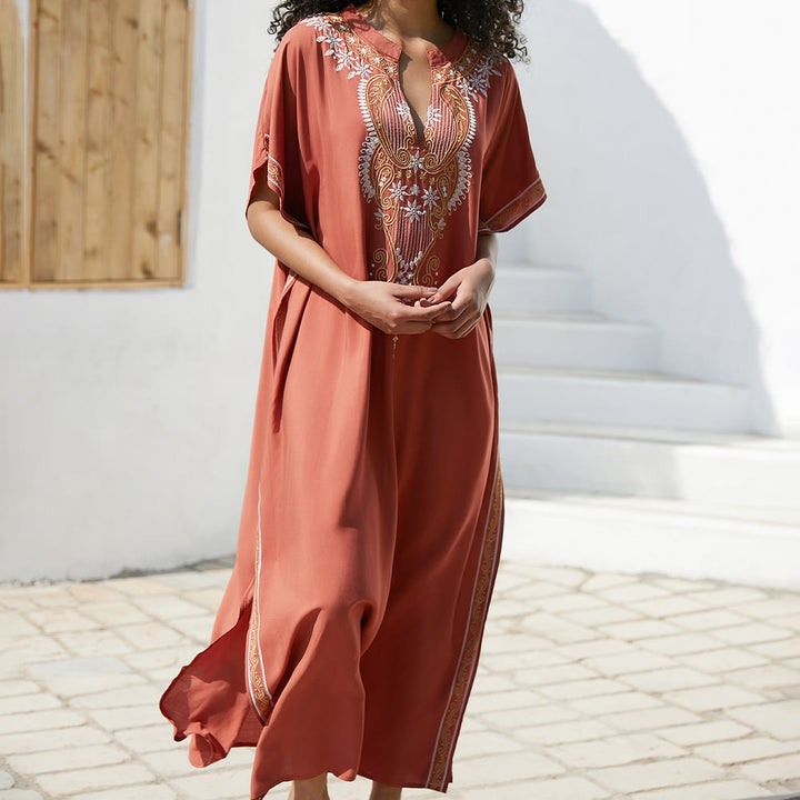 Olivenorma Beach Blouse Vintage Embroidered Kaftan Dress - image 3