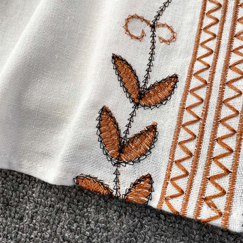 Olivenorma Bohemia Embroidered Lantern Sleeve Women's Shirt - image 12