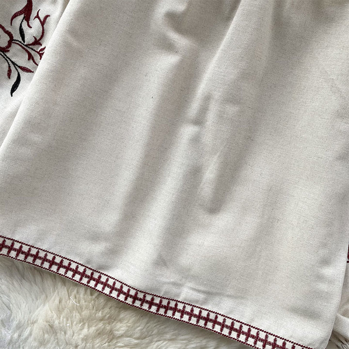 Olivenorma Vintage Floral Embroidery Lantern Sleeve Women's Shirt - image 12