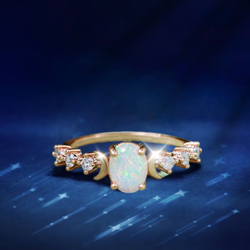 Olivenorma Selene's Moon-Woven Opal Ring - US 12 - image 0