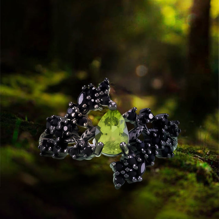 Olivenorma Aphrodite's Bloom Ring - Peridot & Obsidian - image 0