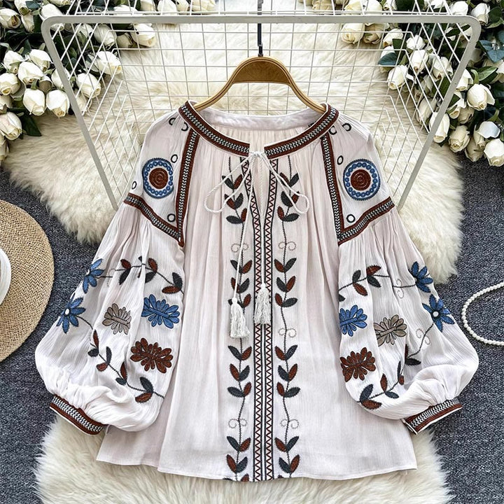 Olivenorma Vintage European Court Style Embroidery Women's Shirt - Apricot - One Size Fits All - image 9