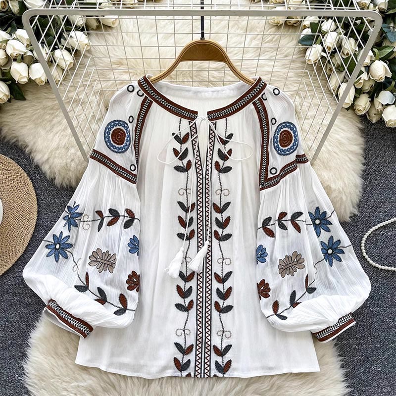 Olivenorma Vintage European Court Style Embroidery Women's Shirt - White - One Size Fits All - image 7