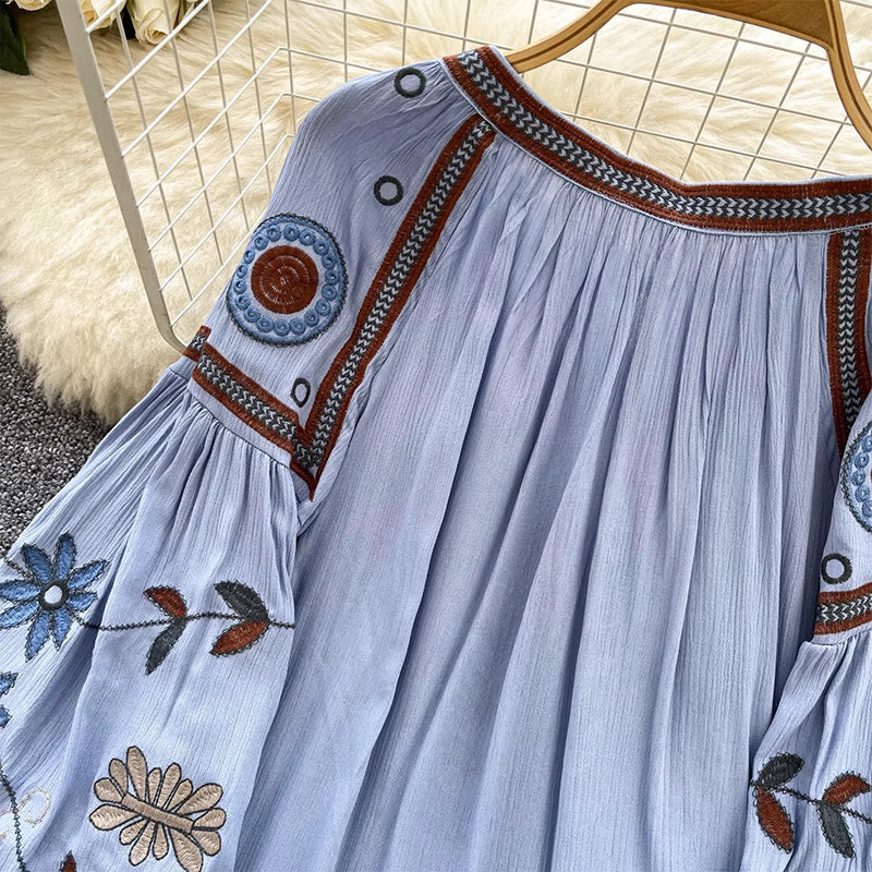 Olivenorma Vintage European Court Style Embroidery Women's Shirt - image 2