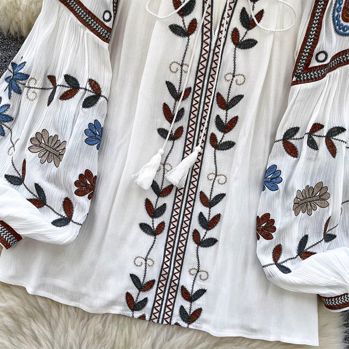 Olivenorma Vintage European Court Style Embroidery Women's Shirt - image 8