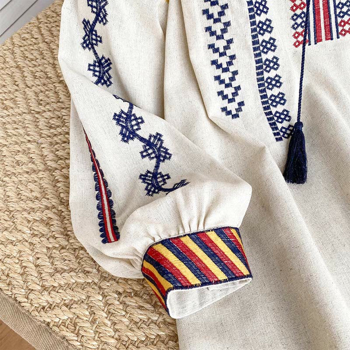 Olivenorma Bohemian Style Embroidery Lantern Sleeve Women's Shirt - image 5