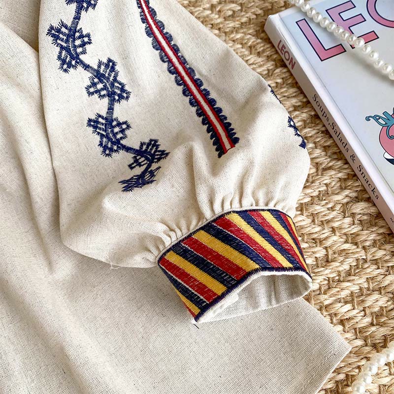 Olivenorma Bohemian Style Embroidery Lantern Sleeve Women's Shirt - image 7