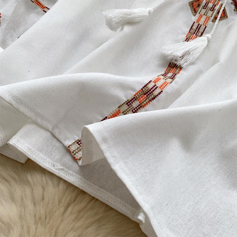 Olivenorma Ethnic Style Embroidery Lantern Sleeve Women's Shirt - image 6