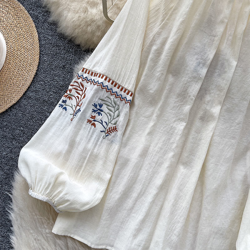 Olivenorma Literary Fresh Retro Embroidery Women's Shirt - image 5