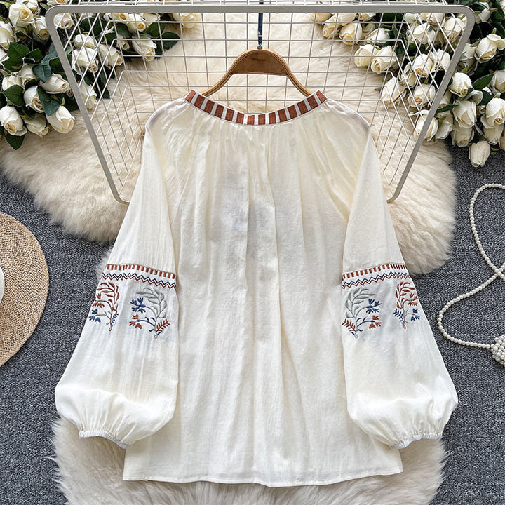 Olivenorma Literary Fresh Retro Embroidery Women's Shirt - image 3