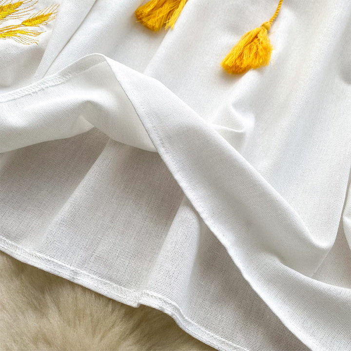 Olivenorma Golden Wheat Ear Embroidery Women's Shirt - image 23