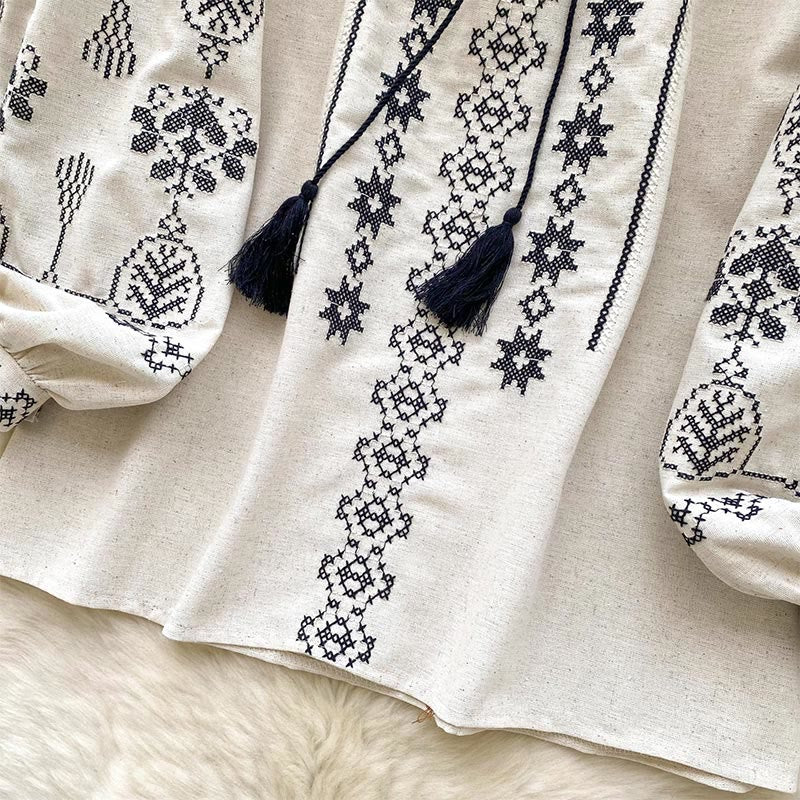 Olivenorma Boho Style Democratic Embroidery Women's Shirt - image 15