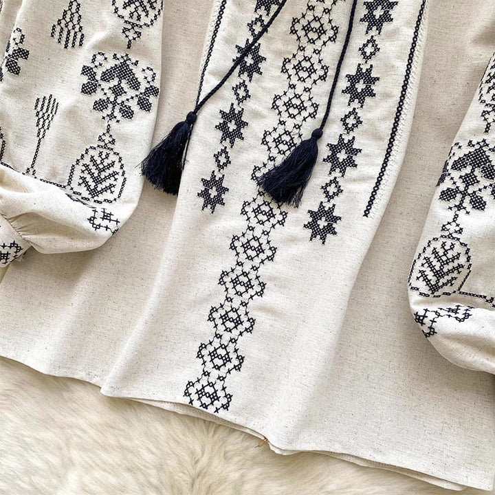 Olivenorma Boho Style Democratic Embroidery Women's Shirt - image 15