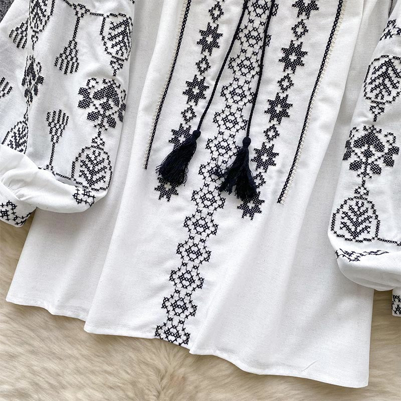 Olivenorma Boho Style Democratic Embroidery Women's Shirt - image 21